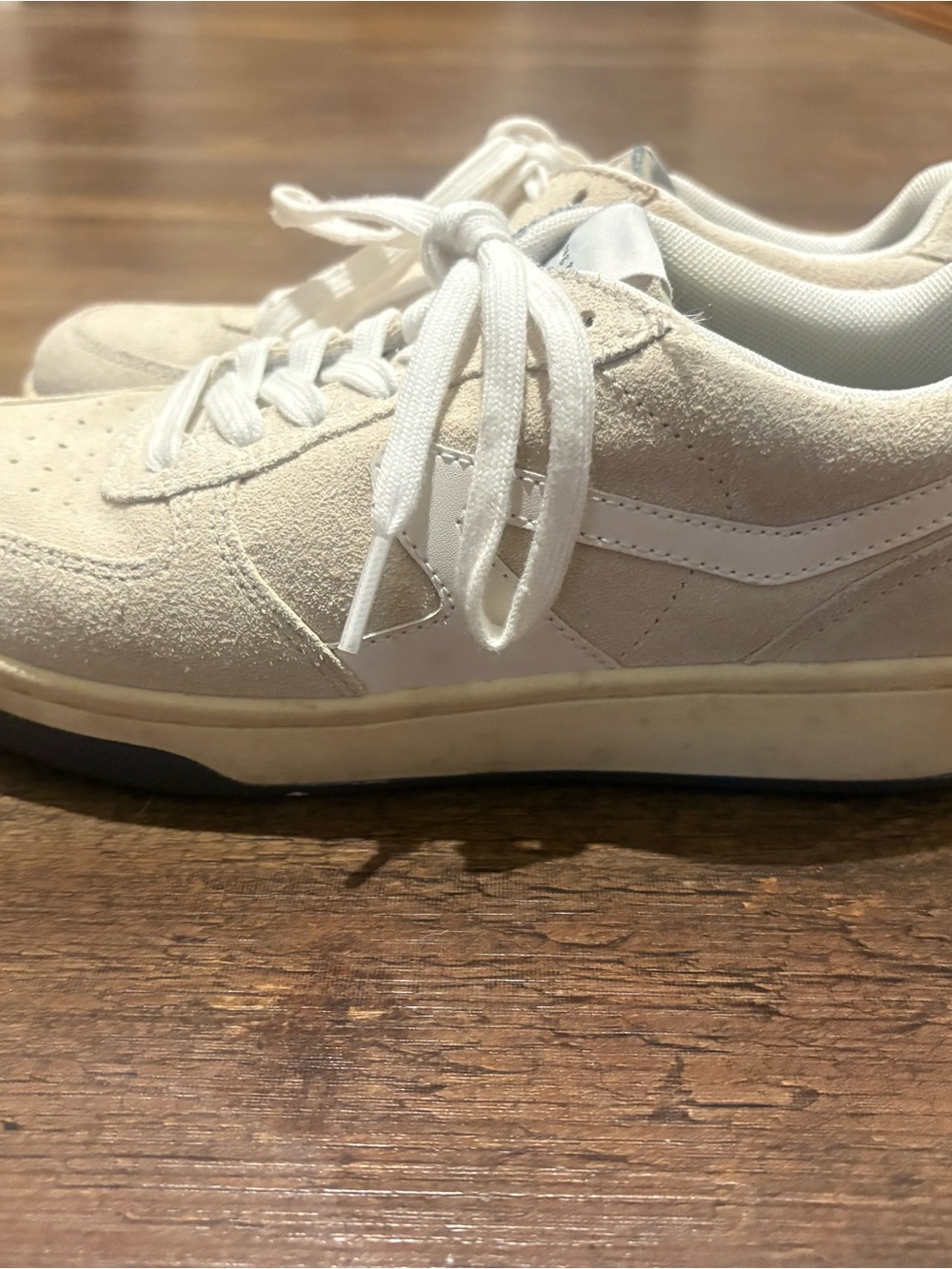 rag & bone Suede Low-Top Sneakers in Cream and White
